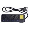 MULTIPRESA RETE HQ EL-TCISP084K/B con protezione, spina 16A 2P+T e 4 prese 10/16A e schuko con interruttore luminoso su ogni presa. Colore nero.